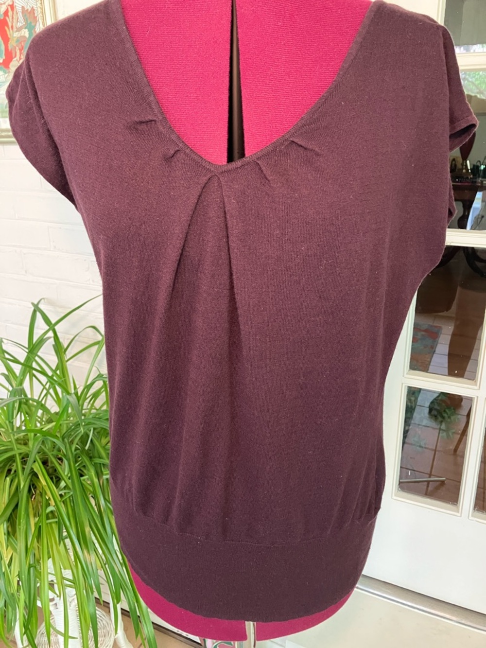 Banana Republic Purple Plum Cap-Sleeve Knit Top